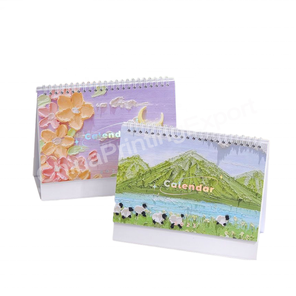 2022-2023 Custom Full Color Spiral Desk Pad Calendar Printing Wire Calendar