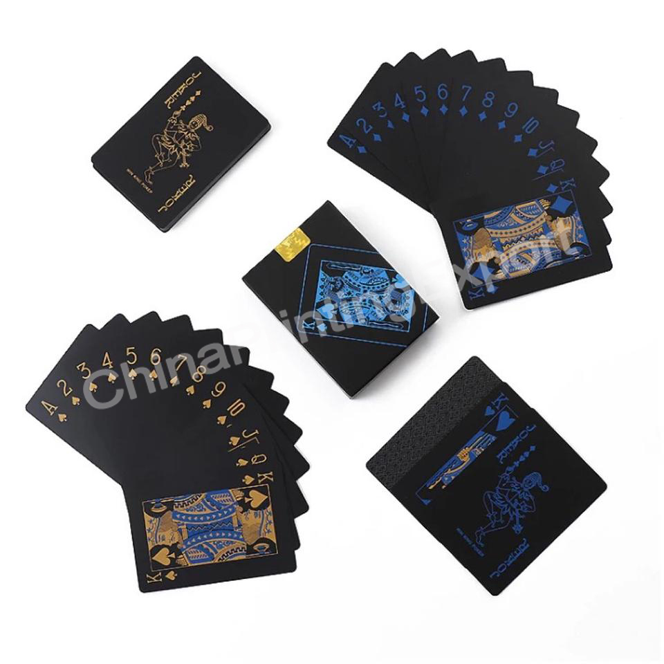 Custom Logo High Quality Pvc Poker Deck Waterproof Black Durable Game Card Printing