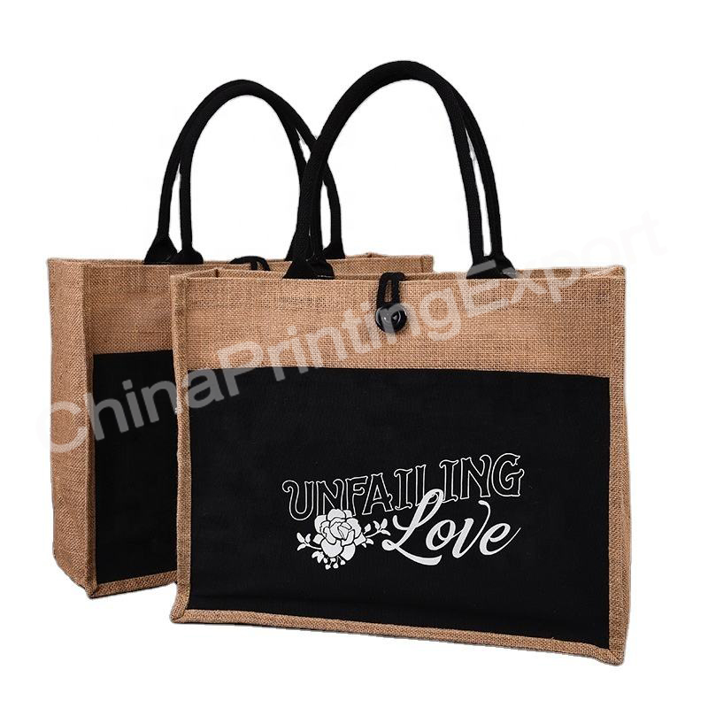 Hot Selling Reusable Custom Non Woven Canvas Cotton The Tote Shopping Jute Bag Printing