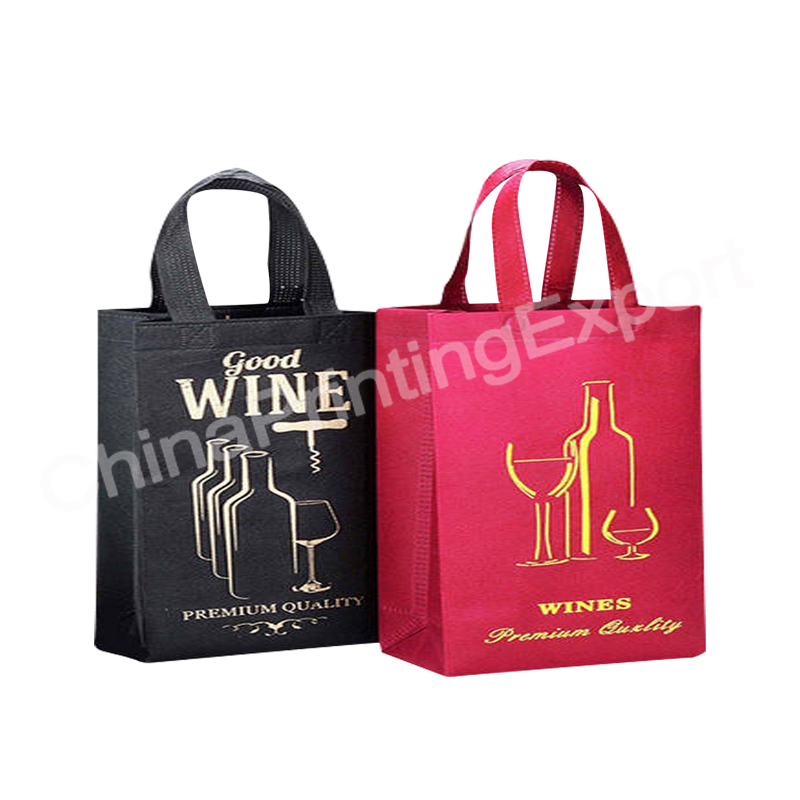 Cheap Custom Promotional Non Woven Single Bottle Wine Packaging Shopping Bag Printing