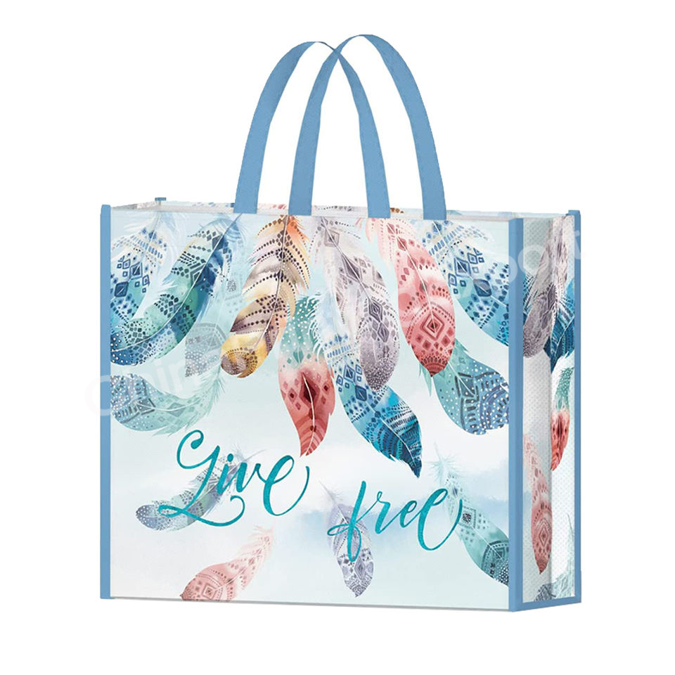 Sewing Process Custom PP Non Woven Bag Blue Large Grocery Handbag Shopping Gift Bag Printing