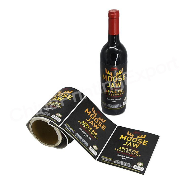 Custom Self Adhesive Waterproof Gold Foil Embossed Wine Glass Bottle Label Sticker Printing